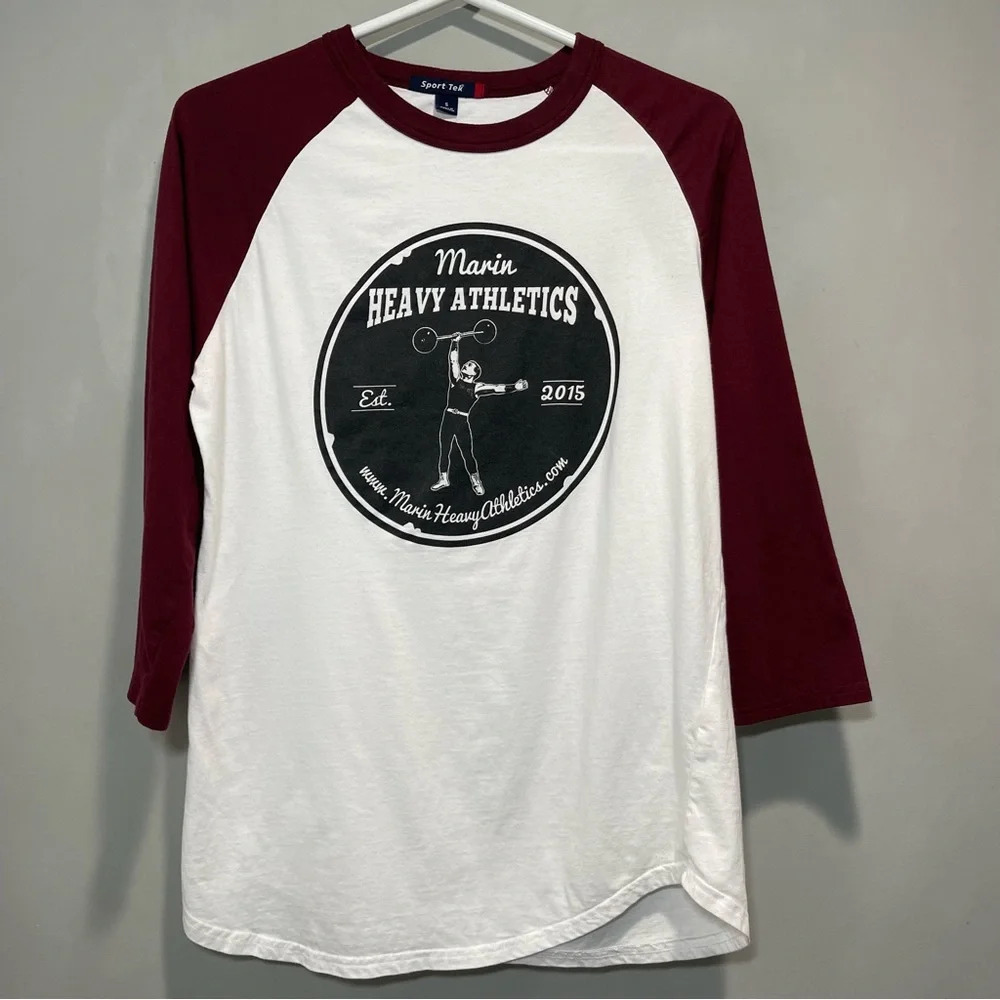 Custom Raglan Baseball White shirt Men size Small